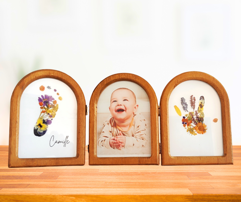 Cadre Photo + Empreintes Fleuries