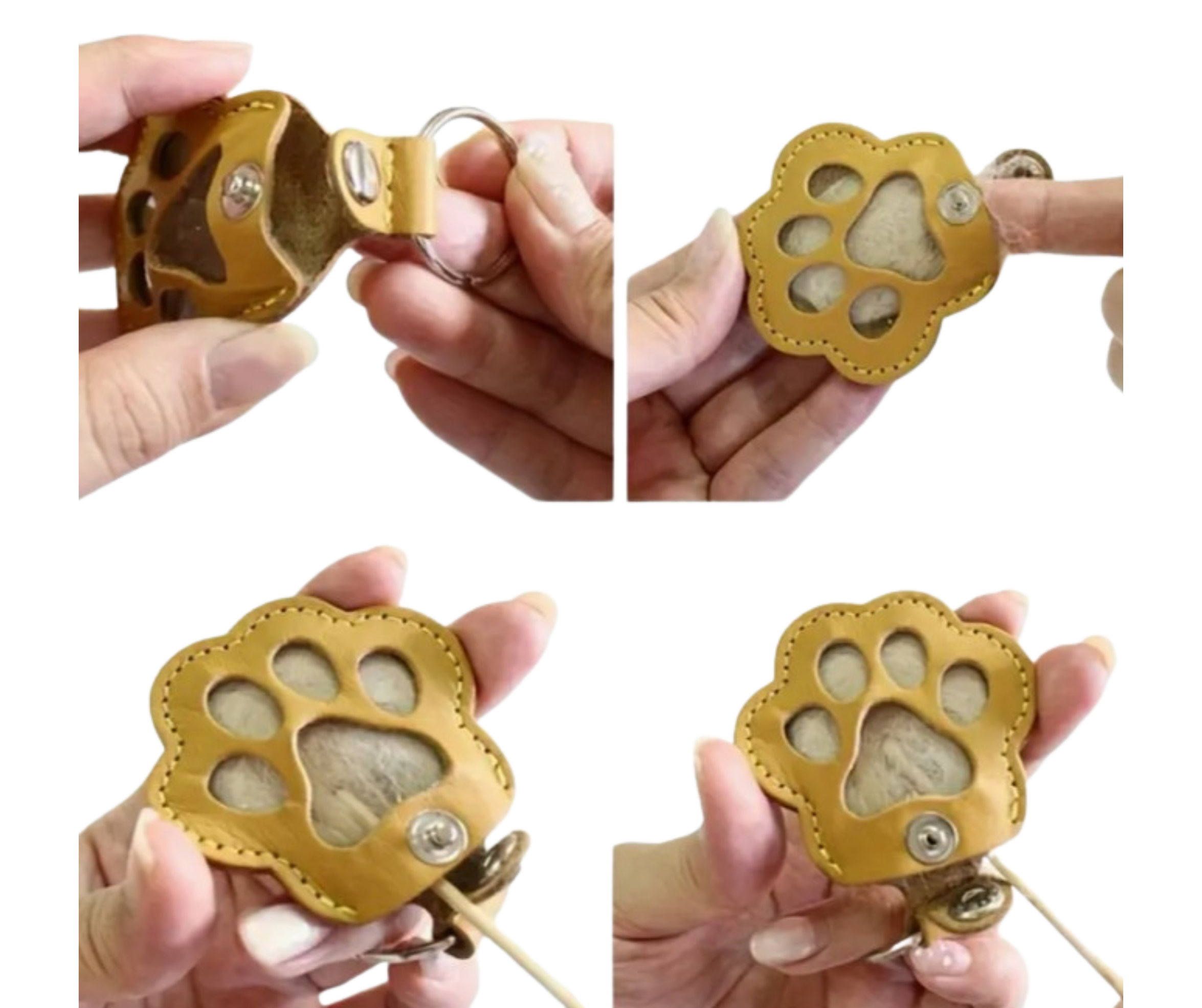 Porte clé Cuir Empreinte Poils Chien/Chat