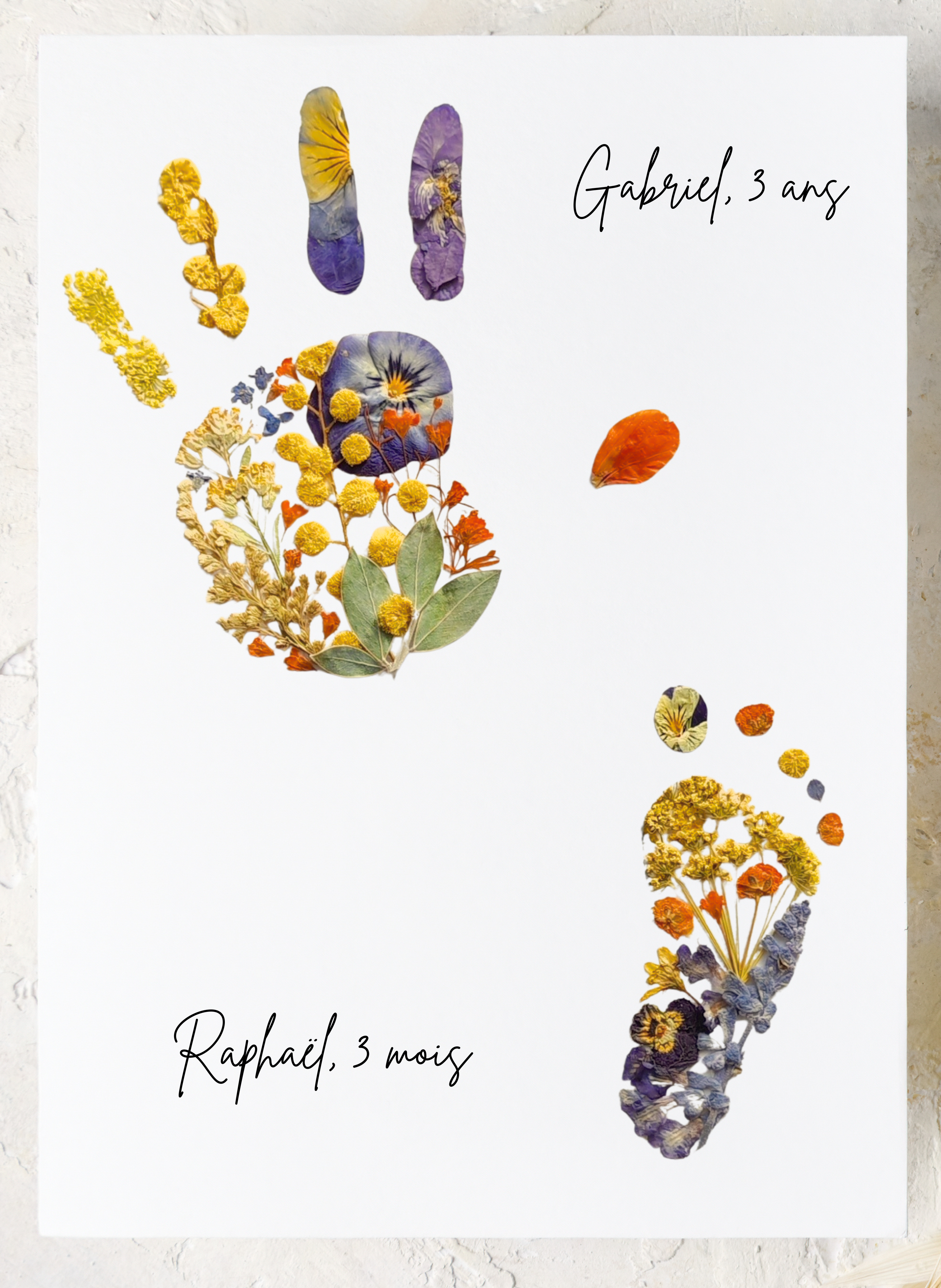 Empreinte mains/pieds Enfant, Cadre Fratrie